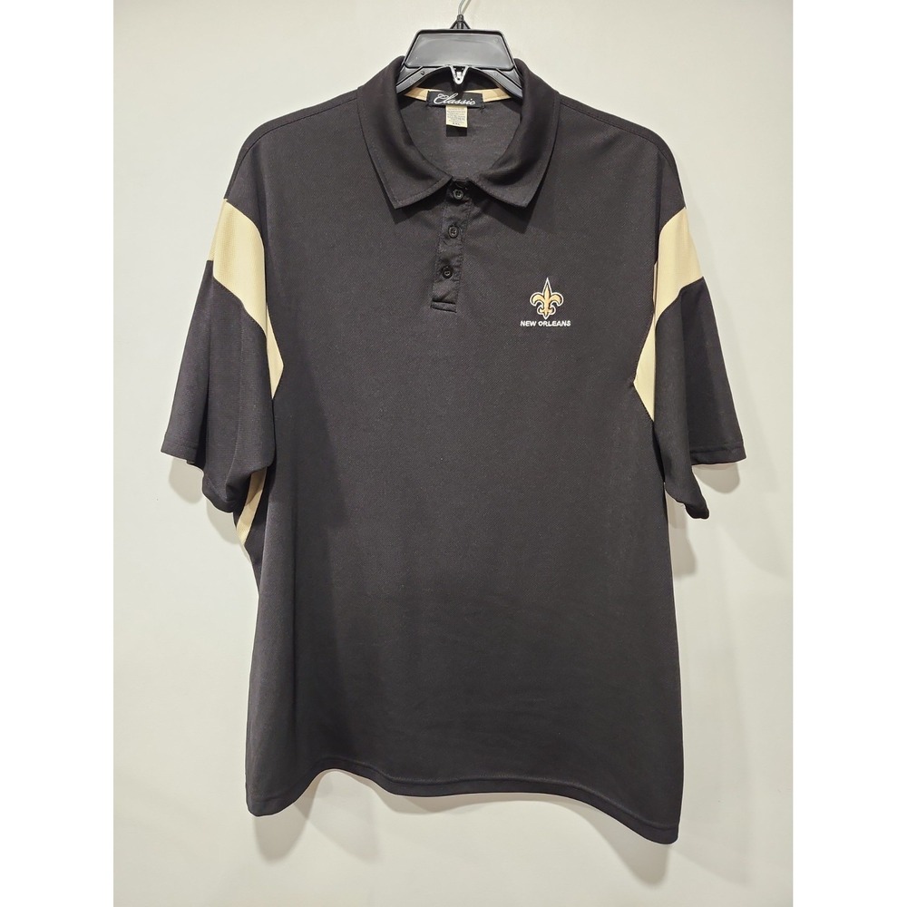 Classic Mens Polo Shirt XXL New Orleans Saints Short Sleeve NFL Football Black